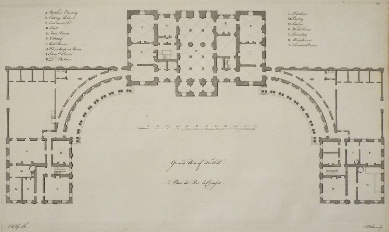 Print - Ground Plan of Fonthill. Plan du Rez de Chaussee. - White
